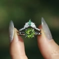 thumbnail image 1 of Exquisite Silver Color Rings for Women Round Green Stone Flower Rings Set Jewelry Dangle Party, 1 of 2