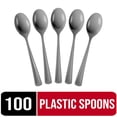 thumbnail image 1 of Exquisite Silver Disposable Spoons - Gray Plastic Spoons - 100 Count, 1 of 9