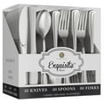 thumbnail image 1 of Exquisite Silver Heavy Duty Plastic Silverware Set, 160 Pcs – 80 Forks, 40 Spoons, 40 Knives, 1 of 7
