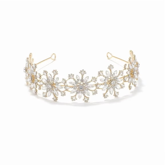 Exquisite Snowflake Crystal Tiara Crown - Elegant Rhinestone Hair Accessory for Weddings, Proms, and Special Occasions