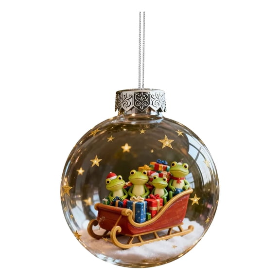 Exquisite Spherical Three Dimensional Christmas Frogs Ornament Home Decoration Round Hanging Ornament