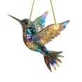 thumbnail image 1 of Exquisite Stained Glass Hummingbird Ornament Handcrafted Suncatcher with Iridescent Colors and Crystal Accents, 1 of 8
