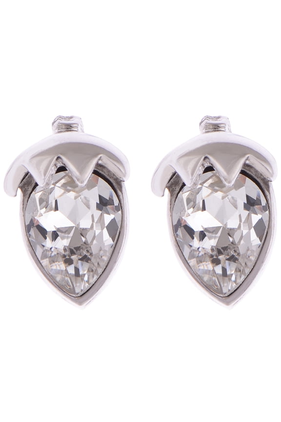Exquisite Strawberry Earrings Silver Tone Crystal Rhinestone Fruit Gift Studs