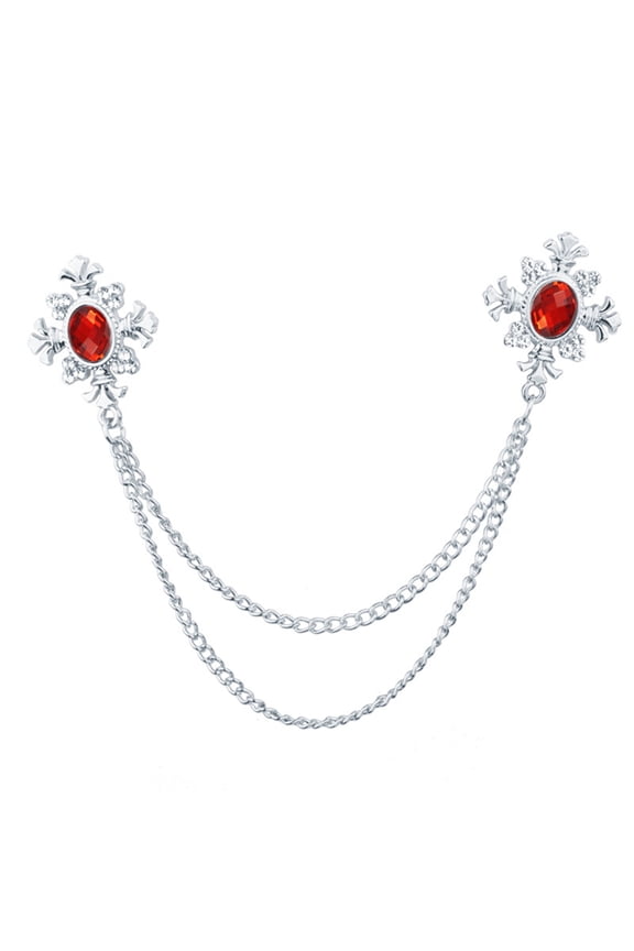 Exquisite Tassels Rhinestones Crossed Collar Lapel Pin Brooch Jewelry For Shirts with Unique Decoration Fashionable Gift