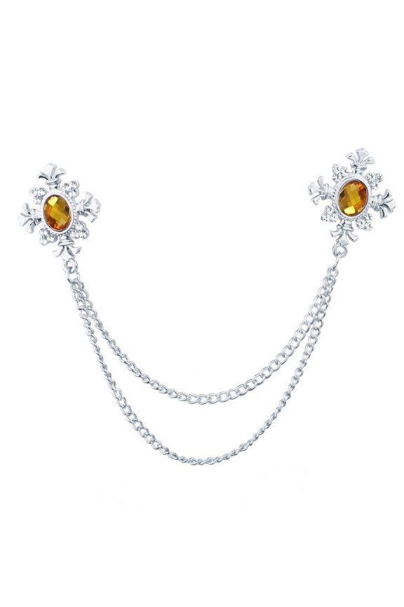 Exquisite Tassels Rhinestones Crossed Collar Lapel Pin Brooch Jewelry For Shirts with Unique Decoration Fashionable Gift