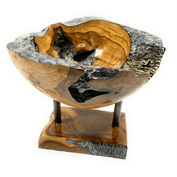 Exquisite Teak Root Bowl on Stand 14" X 14" X 13" - Centerpiece | #lpu510