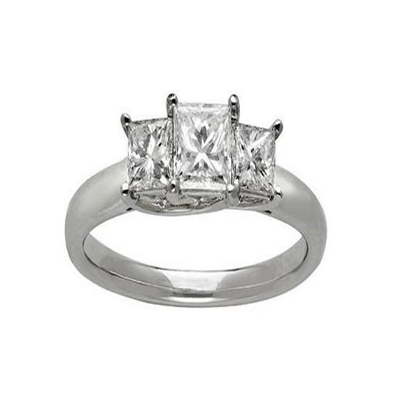 Exquisite Three Stone Trilogy Diamond Wedding Ring 0.25 Carat Princess Cut Diamond on Gold