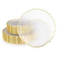 thumbnail image 1 of Exquisite Clear with Gold Petal Disposable Plastic Plates Combo Pack, 80 Count – 10.25" Dinner Plates & 7.5" Salad Plates, 1 of 7