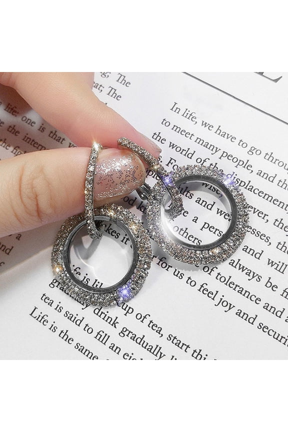 Exquisite Trendy Sparking Zircon Gold Hoop Earrings for Women Diamond Rhinestone Round Circle Earrings Party Jewelry Gifts