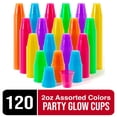 thumbnail image 1 of Exquisite Vibrant Neon Cups - 120-Pack, 2 Ounce Shot Glasses for Your Blacklight Party, 1 of 12