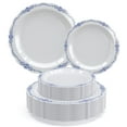 thumbnail image 1 of Exquisite Victorian Design Navy/White Plastic Party Plates, 80-Piece, 1 of 8