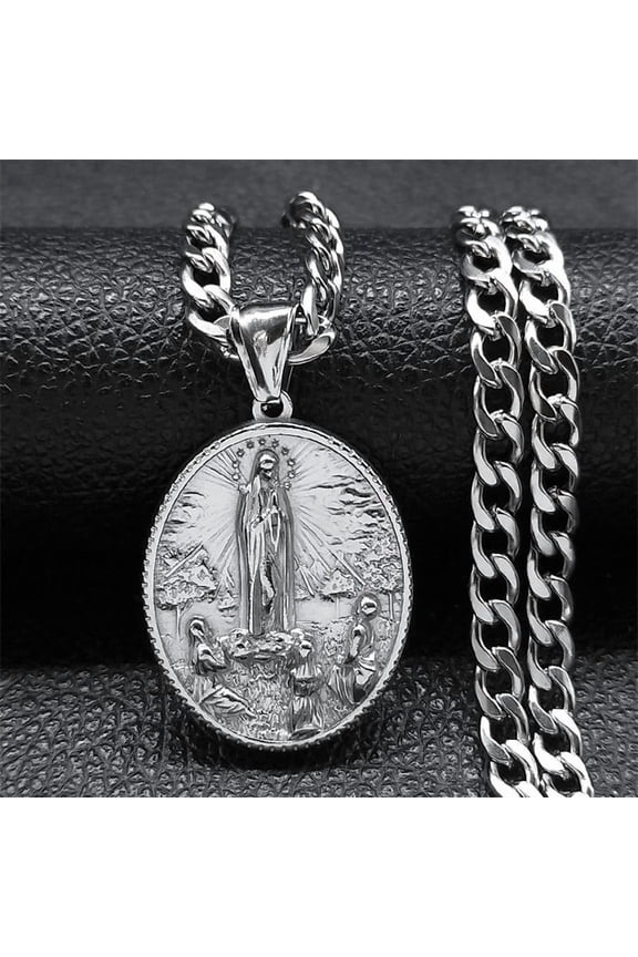 Exquisite Virgin Mary Necklace Men 14K White Gold Our Lady of Guadalupe Necklaces Jewelry virgen de guadalupe