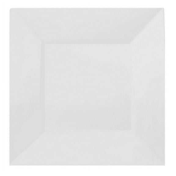 Exquisite Wedding & Party Dinnerware, Disposable Plastic Square Dinner Plates (10.75 Inch) - White - 40 Pack
