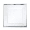 thumbnail image 1 of Exquisite Wedding & Party Dinnerware, Disposable Plastic Square Dinner Plates (10.75 Inch) - White with Silver Rim - 40 Pack, 1 of 8