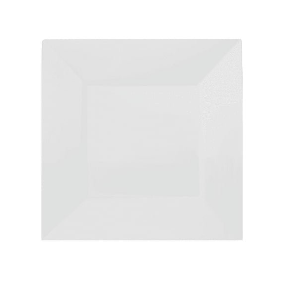 Exquisite Wedding & Party Dinnerware, Disposable Plastic Square Salad/Dessert Plates (8 Inch) - White - 40 Pack