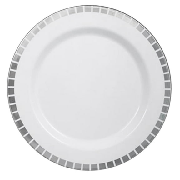 Exquisite Round Disposable Plastic Dinner Plates, 10.25 Inch - 40 Pack