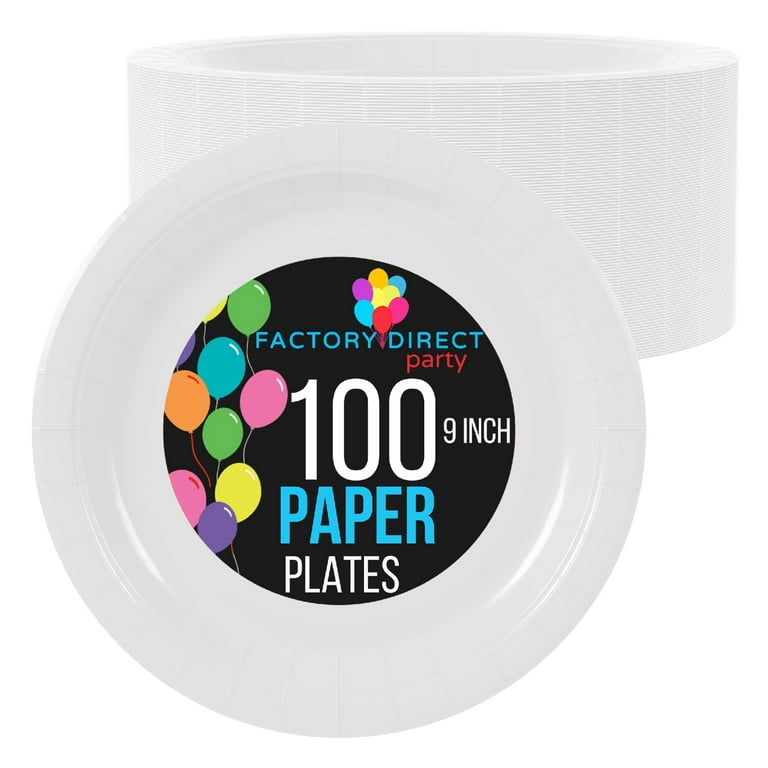 Exquisite White Paper Plates - 9 Inch - 100 Count - Bulk Disposable Paper  Plates 
