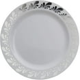 thumbnail image 1 of Exquisite White/Silver Splash Wedding & Party Dinnerware Disposable Plastic Plates 10.25" 40 Pack, 1 of 6