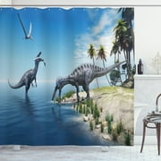 Exquisite Wildlife Design: Majestic Suchomimus Dinosaur Shower Curtain