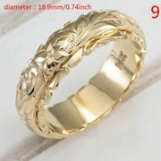 KEKAFU:14851 Exquisite Womens 14k Gold Ring Hang Engraved Flower Ring Anniversary Gifts