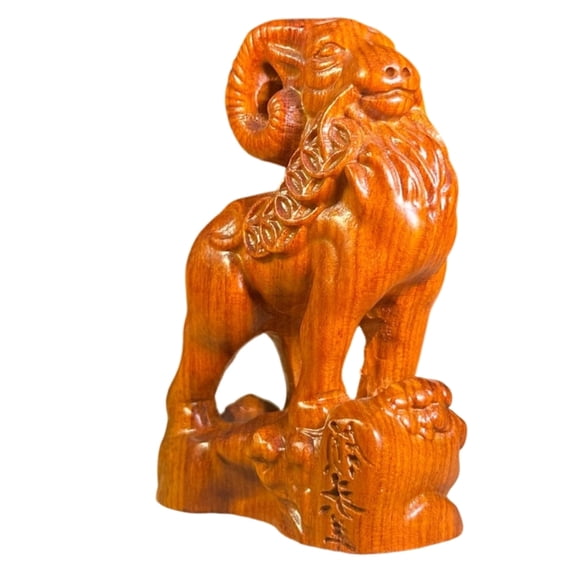 Exquisite Wooden Goat Figurine Handcrafted Decoration for Study or Coffee Shop