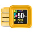 thumbnail image 1 of Exquisite Yellow Square Paper Plates, 7", 50 Count, Heavy Duty 350 GSM, Disposable Party Plates, 1 of 6
