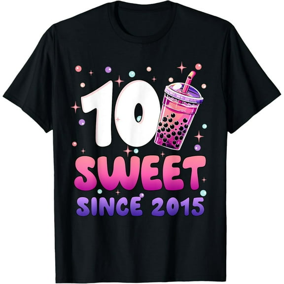 Exquisite and comfortable-10th Birthday Girl 10 Yrs Old Bday Bubble Boba Tea Anime T-Shirt