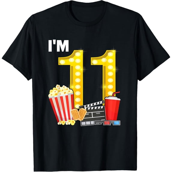 Exquisite and comfortable-11th Birthday Movie Night Popcorn 11 Years Old Cinema T-Shirt