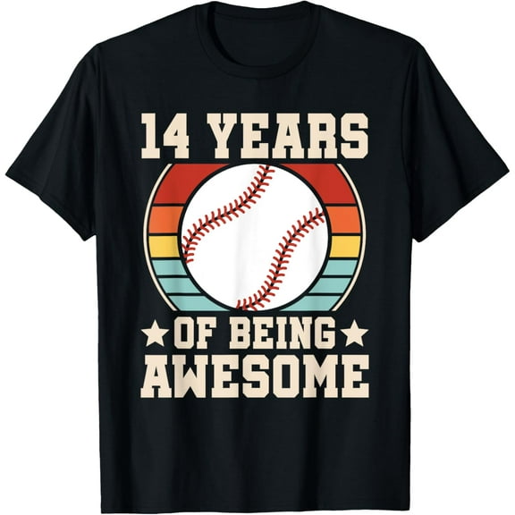 Exquisite and comfortable-14 Years Of Being Awesome Baseball Boy Kid 14th Birthday T-Shirt