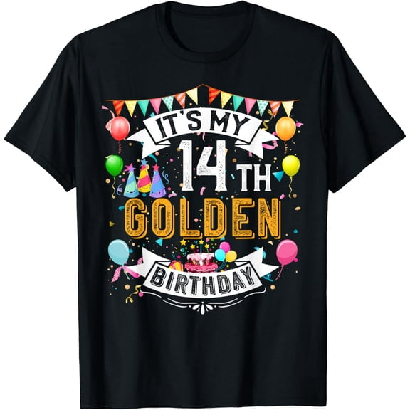 Exquisite and comfortable-14th Birthday T-Shirt It's My 14th Golden Birthday Vintage T-Shirt