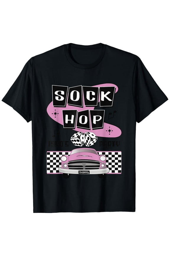 Exquisite and comfortable-1950s Sock Hop Dance Party Retro 50s Costume Rockabilly Pink T-Shirt