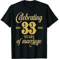 thumbnail image 1 of Exquisite and comfortable-33 Years Of Marriage Est. 1992 2025 33rd Wedding Anniversary T-Shirt, 1 of 4