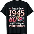 thumbnail image 1 of Exquisite and comfortable-80 Year Old Made In 1945 Floral 80th Birthday Women T-Shirt, 1 of 4