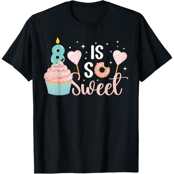 Exquisite and comfortable-8th Cupcake Birthday Party Eight Year Old Girl Cupcakes T-Shirt