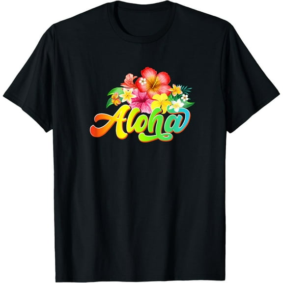Exquisite and comfortable-Aloha Flowers Hawaiian Funny Hawaii Beach Luau Party T-Shirt