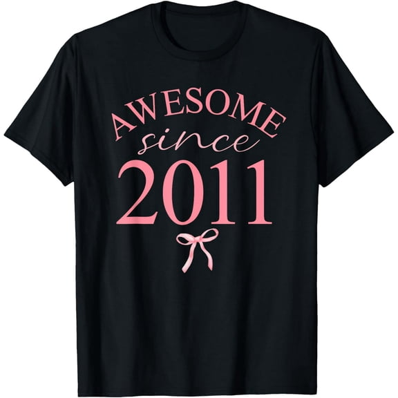 Exquisite and comfortable-Awesome Since 2011 14th Birthday Girl Pink Coquette Bow T-Shirt