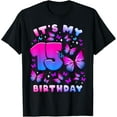 thumbnail image 1 of Exquisite and comfortable-Birthday Girl 15 Year Old, Butterfly, Number 15 T-Shirt, 1 of 4