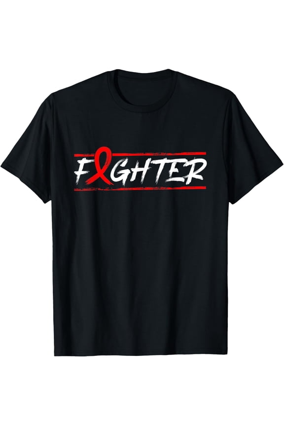Exquisite and comfortable-Blood Cancer Fighter T Shirt - Red Ribbon Awareness T-Shirt
