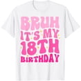 thumbnail image 1 of Exquisite and comfortable-Bruh It's My 18th Birthday 18 Year Old 18yr Cute Groovy Pink T-Shirt, 1 of 4