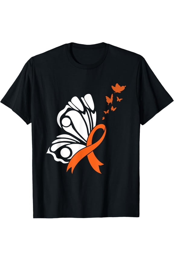 Exquisite and comfortable-Butterfly Blood Cancer Awareness Leukemia Orange Ribbon Hope T-Shirt