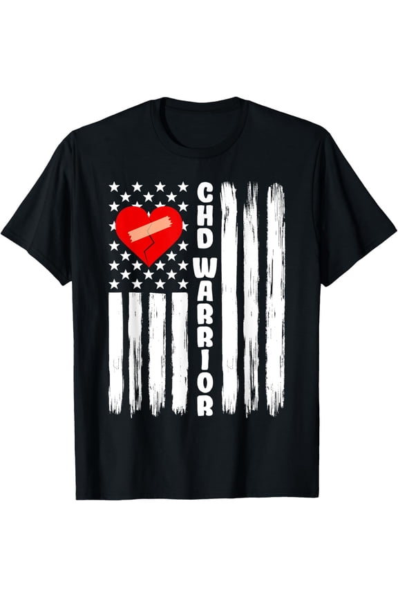 Exquisite and comfortable-CHD Warrior US Flag Congenital Heart Disease T-Shirt
