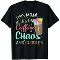 thumbnail image 1 of Exquisite and comfortable-Caffeine Chaos Cuddles Mom Life Colorful Statement T-Shirt, 1 of 4