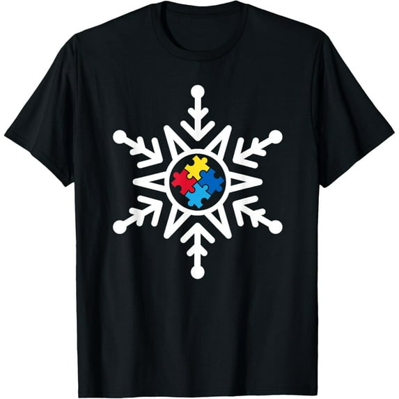 Exquisite and comfortable-Christmas Autism Awareness Shirt Mom Puzzle Piece Snowflake T-Shirt