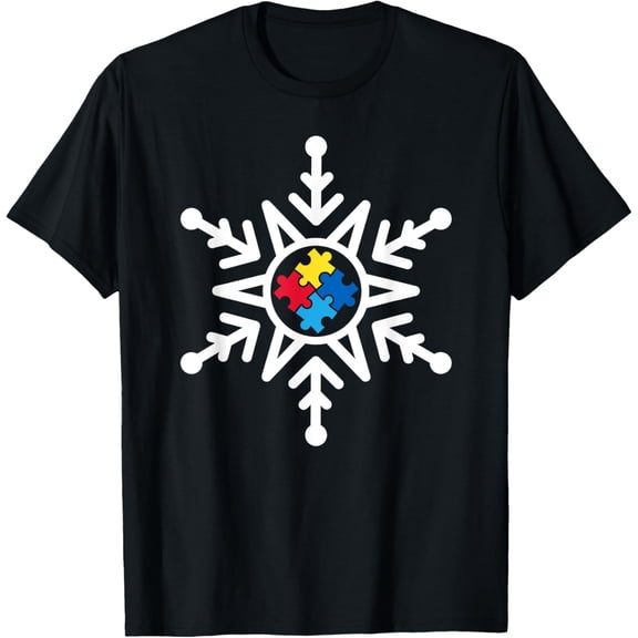 Exquisite and comfortable-Christmas Autism Awareness Shirt Mom Puzzle Piece Snowflake T-Shirt