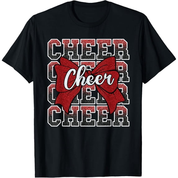 Exquisite and comfortable-Coquette Cheer Bow Funny Sport Cheerleader Cheerleading Red T-Shirt
