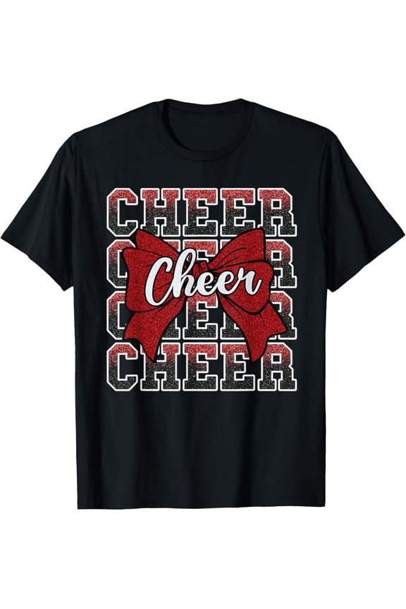 Exquisite and comfortable-Coquette Cheer Bow Funny Sport Cheerleader Cheerleading Red T-Shirt