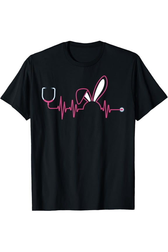 Exquisite and comfortable- Cute Heartbeat Easter Bunny Nurse Stethoscope T-Shirt