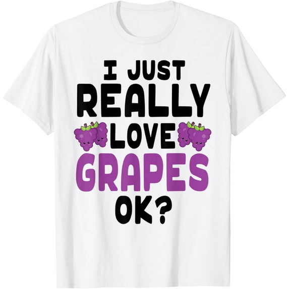 Exquisite and comfortable-Cute Kawaii Grapes with Big Eyes - I Love Grapes OK T-Shirt