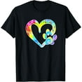 thumbnail image 1 of Exquisite and comfortable-Dog Mom Love Dogs Paw Print Heart I Love Cats Tie Dye T-Shirt, 1 of 4
