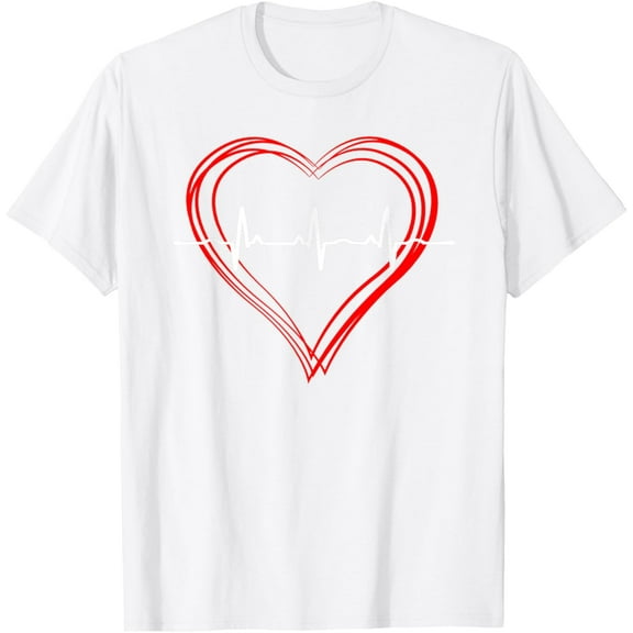 Exquisite and comfortable-EKG Heartbeat Love Cardiogram T-Shirt Hollow ECG Heart T-Shirt
